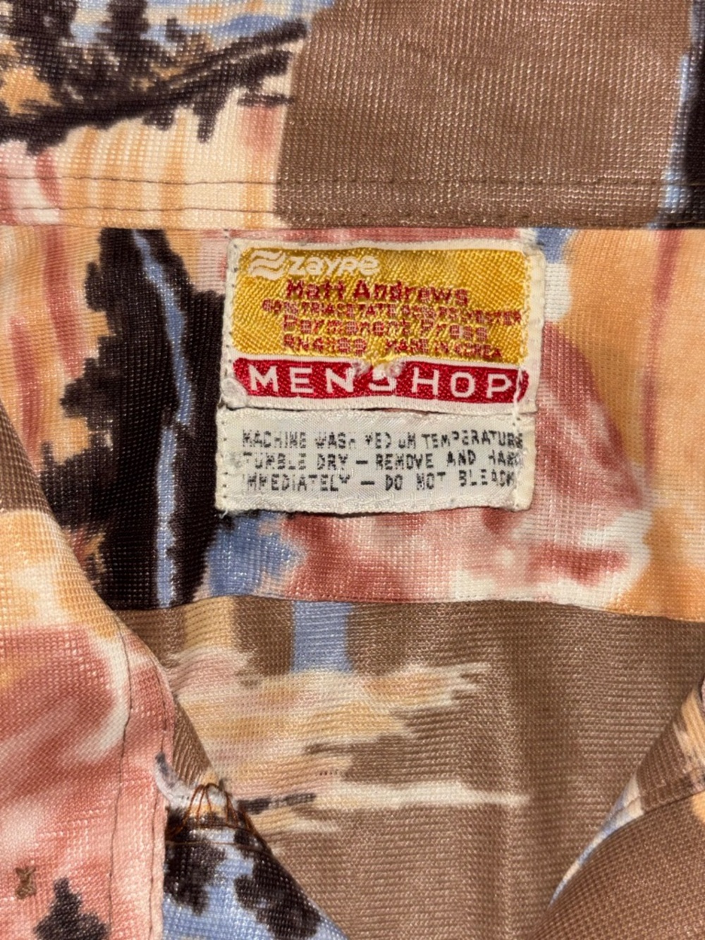 Vintage 70s Zayre Matt Andrew’s Western Style Line Tree Button Down AOP Shirt - Picture 4 of 4